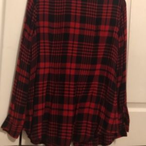 Cabi Plaid Ruffle button up